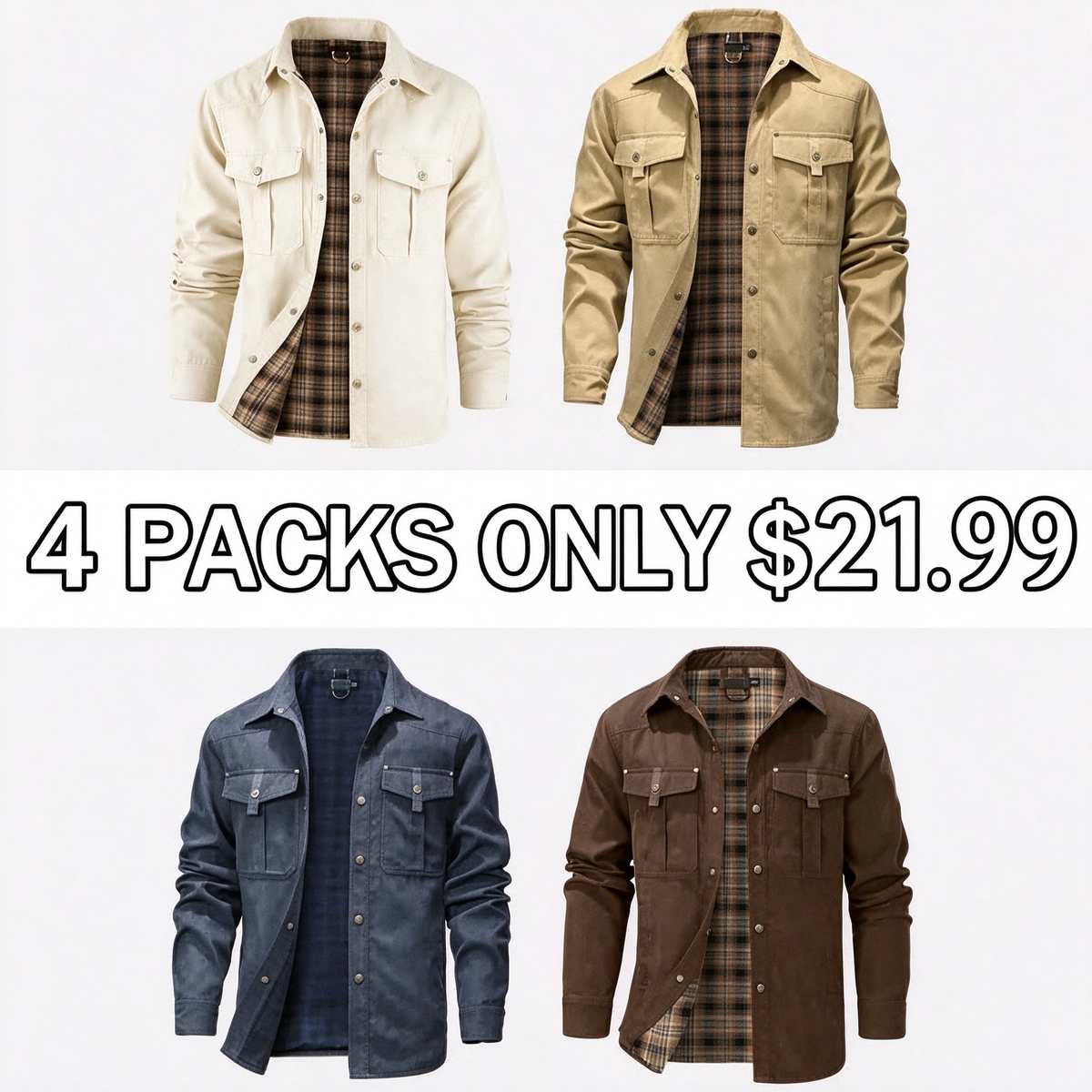 Herren-Flannel-Hemdjacke mit Futter