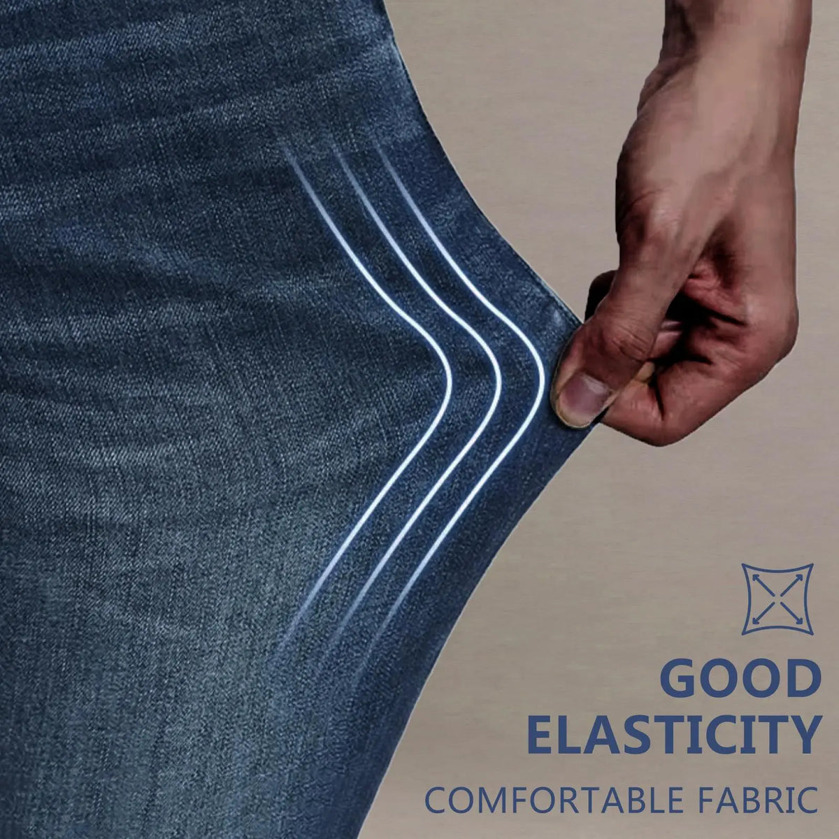 Men's Stretch Cotton Loose-Fit Drawstring Jeans
