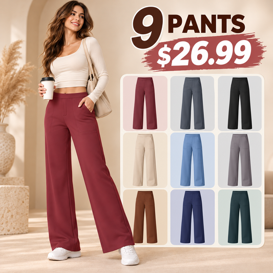 Womens Fleece Lined Wide Leg Pull‑On Pants