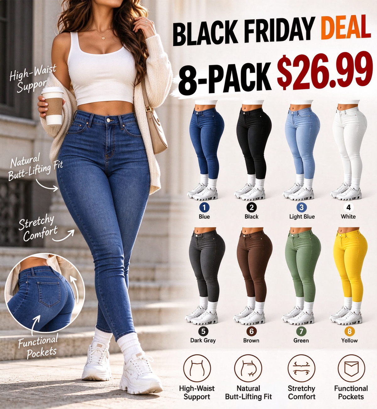 Women's High Waist Skinny Jeans