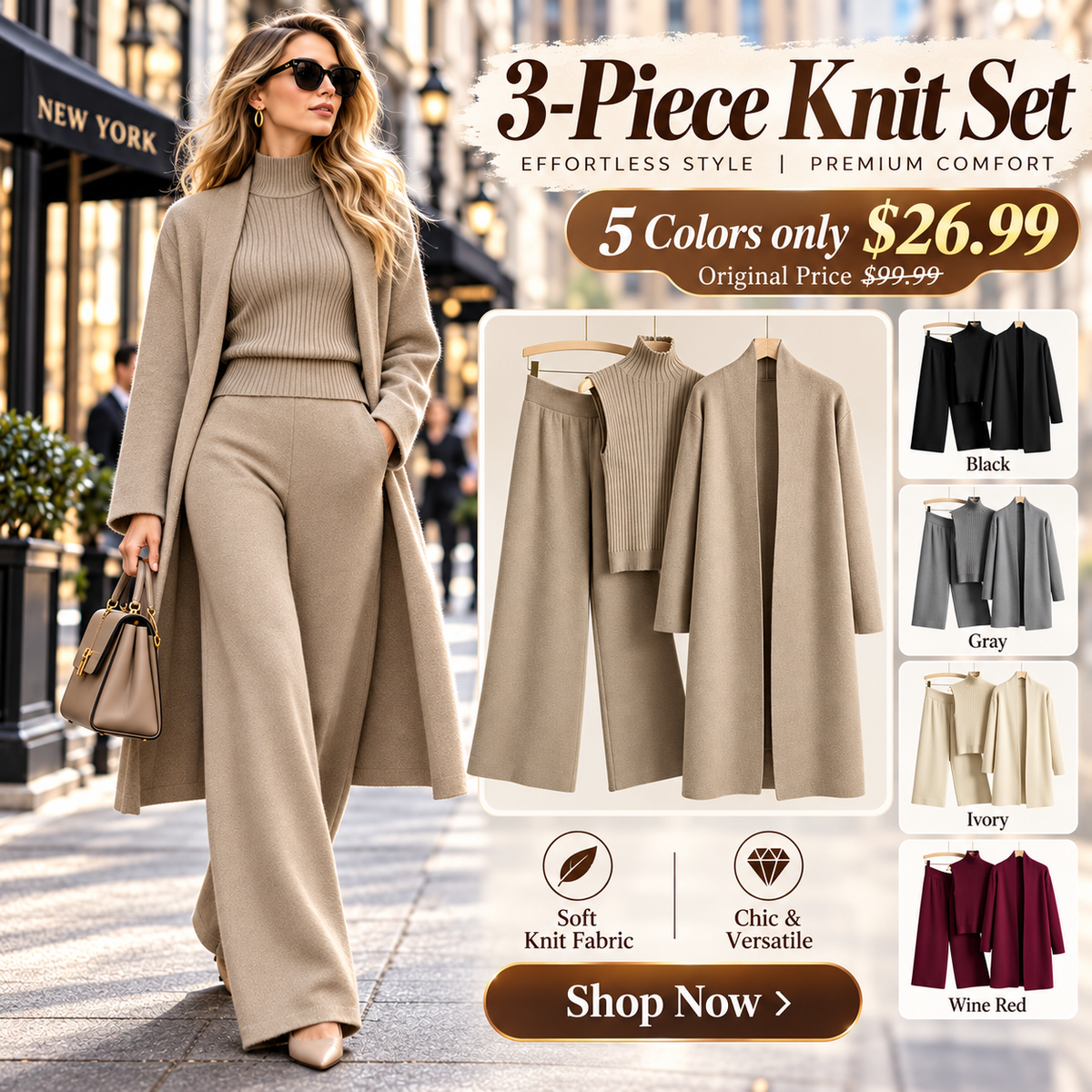 Sweater Set with Sleeveless Vest