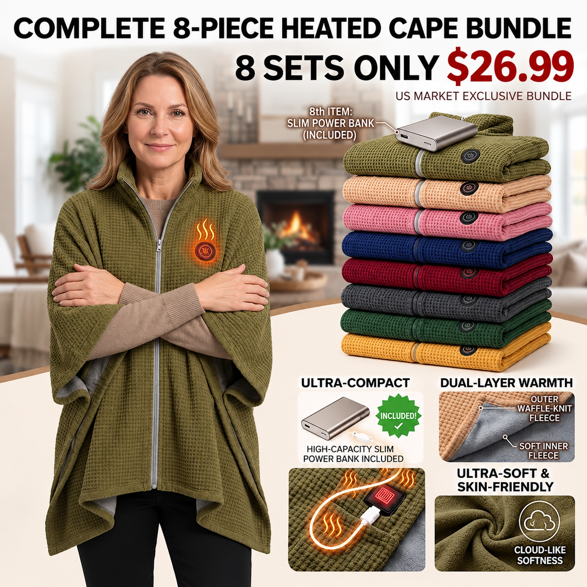 9-Piece Heated Shawl Bundle 🎃 Early Halloween Sale | Grab 9 Warm Shawls for Only $26.99