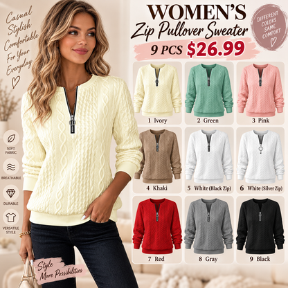 Women's Half-Zip Cable Knit Sweatshirt