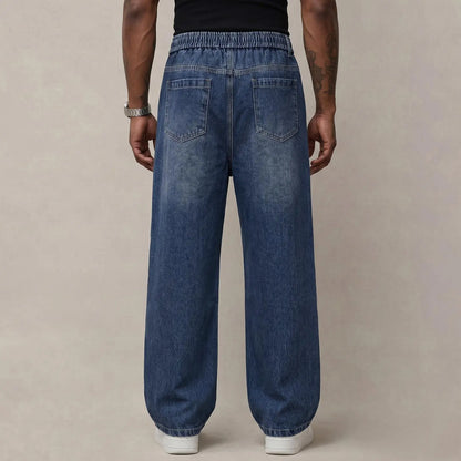 Men's Stretch Cotton Loose-Fit Drawstring Jeans