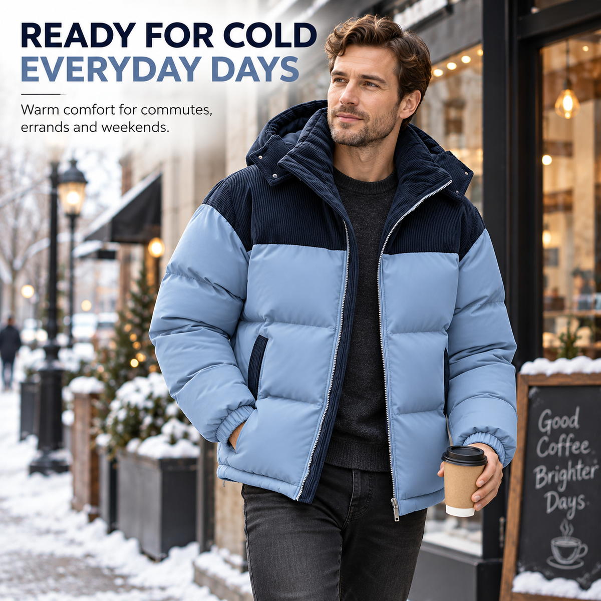 🔥 BESTSELLER | 3PCS $24.95 | Men's Fleece-Lined Color-Block Hooded Winter Jacket