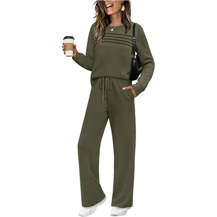 Women's Crew Neck Top & Drawstring Pants Set
