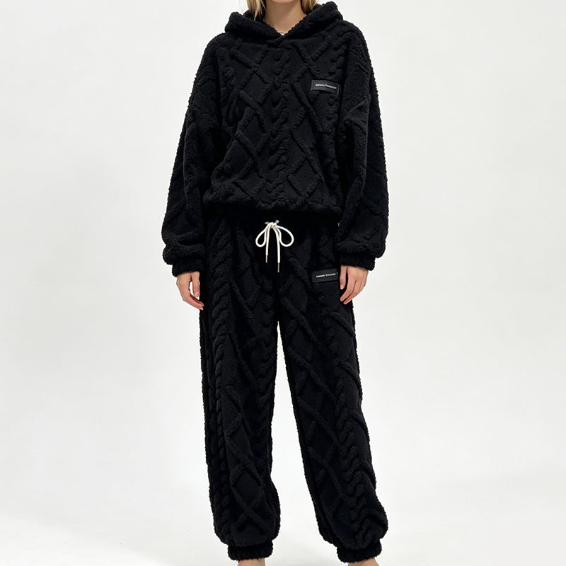 🔥 50% OFF ✨ Women's Plush Ribbed Hoodie & Pants Set 🧸 Soft, Warm & Ultimate Comfort