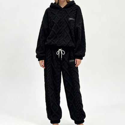 🔥 50% OFF ✨ Women's Plush Ribbed Hoodie & Pants Set 🧸 Soft, Warm & Ultimate Comfort