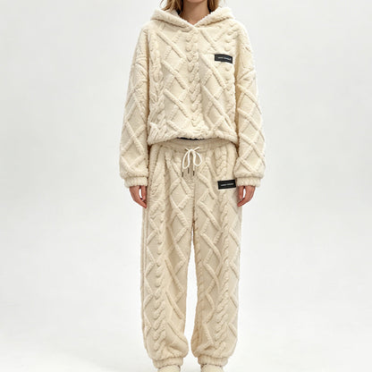 🔥 50% OFF ✨ Women's Plush Ribbed Hoodie & Pants Set 🧸 Soft, Warm & Ultimate Comfort