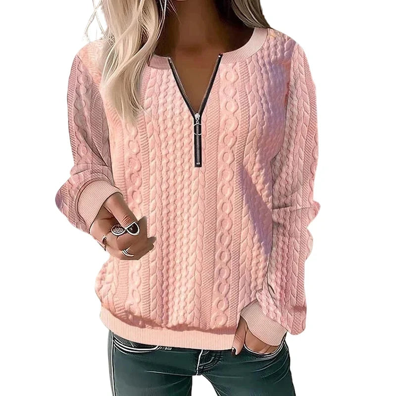 Women's Half-Zip Cable Knit Sweatshirt