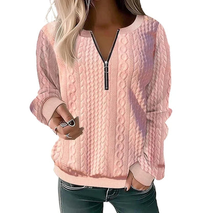Women's Half-Zip Cable Knit Sweatshirt